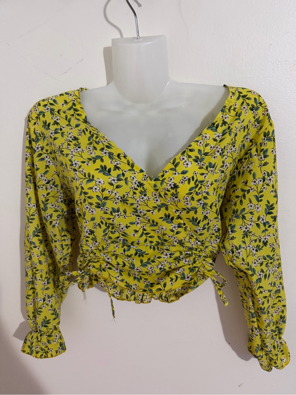 Floral Wrap Crop Top - Yellow